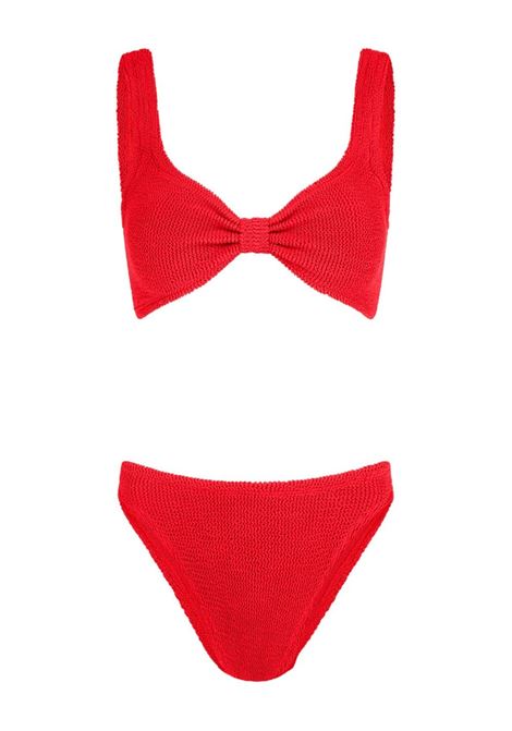 Red Bonnie seersucker bikini Hunza G - women